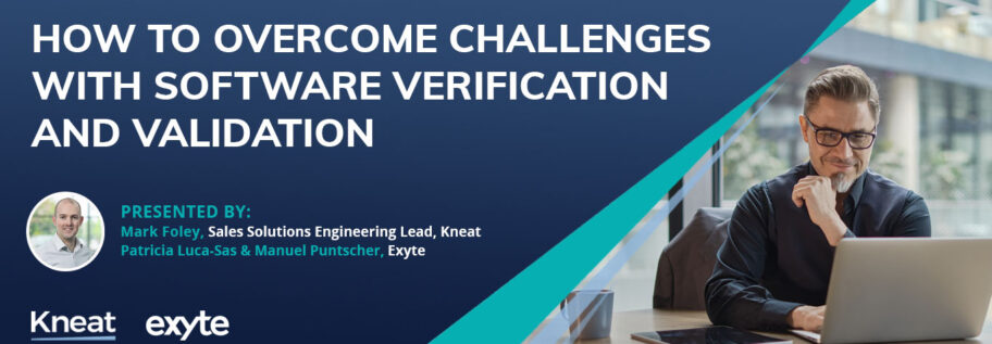 Graphic Title for webinar titled "How to Overcome Challenges with Software Verification and Validation"